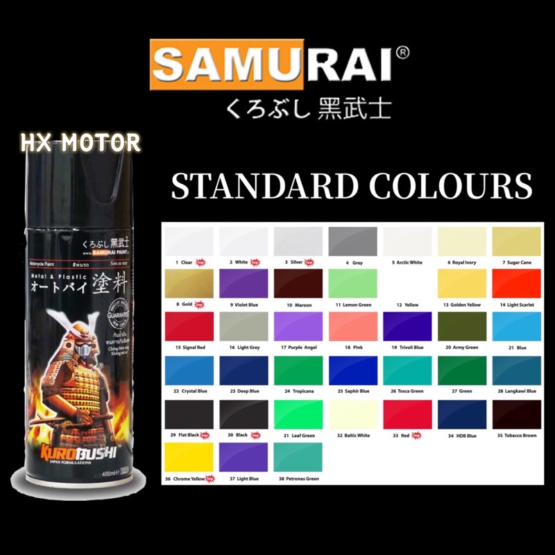 SABAH&SARAWAK CANNOT POS 🔥 Samurai Spray Paint Standard Colours 🔥