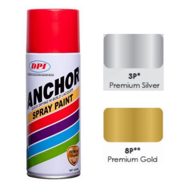 [100 ORIGINAL] ANCHOR PREMIUM COLOUR METALLIC SPRAY PAINT GOLD