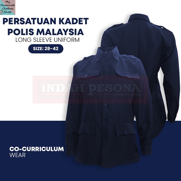 Uniform Kadet Polis Perempuan Long Sleeve Shirt (Size: 28 - 42) U18 ...