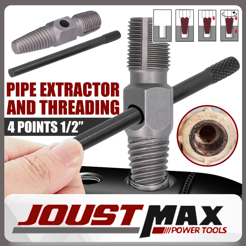 2-In-1 Broken Pipe Extractor And Threading Remover With Handle 1/2