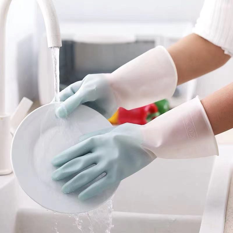 1 Pair Dishwashing Gloves Waterproof Rubber Latex Gloves Kitchen ...