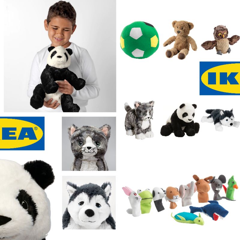 IKEA KRAMIG LILLEPLUTT - Soft Toys Dog Panda Stuffed Toys Dolls Glove ...