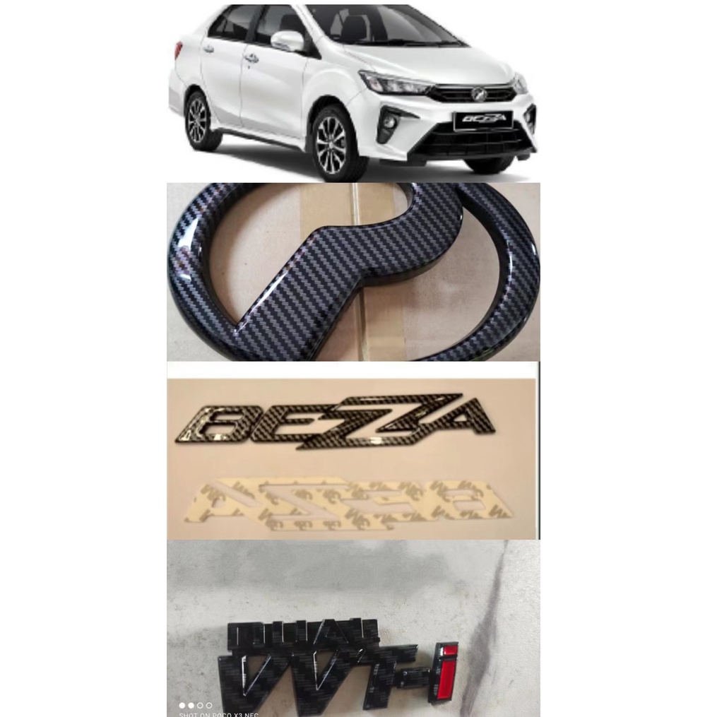 BEZZA Facelift 2021 2022 DUAL VVTi Carbon Emblems Logo | Shopee Malaysia