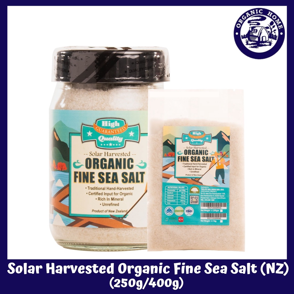 TreLife Solar Harvested Organic Fine Sea Salt (New Zealand) (250g/400g