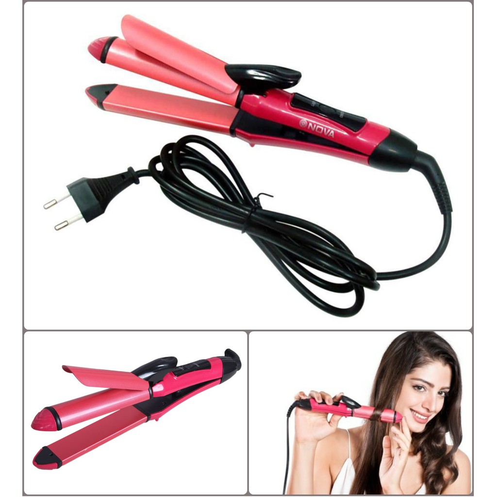 Nova Hair Straightener And Curler Pelurus And Kerinting Rambut Nova 2 In 1 Fast Heating 