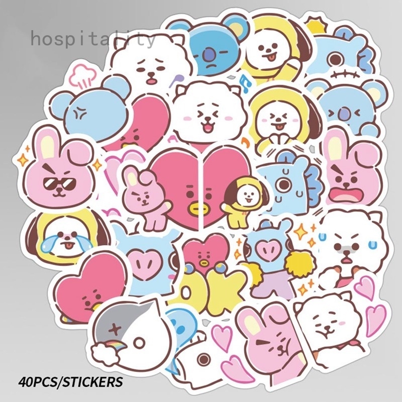 40Pcs\Set Kpop Bts Bangtan Boys Bt21 Cartoon Graffiti Sticker J-Hope Rm ...