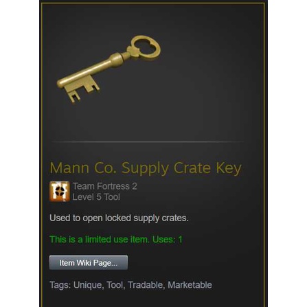 (PM US BEFORE ORDER) Team Fortress Mann Co Supply Crate Keys Tour of  Duty Ticket Taunts Australium Request
