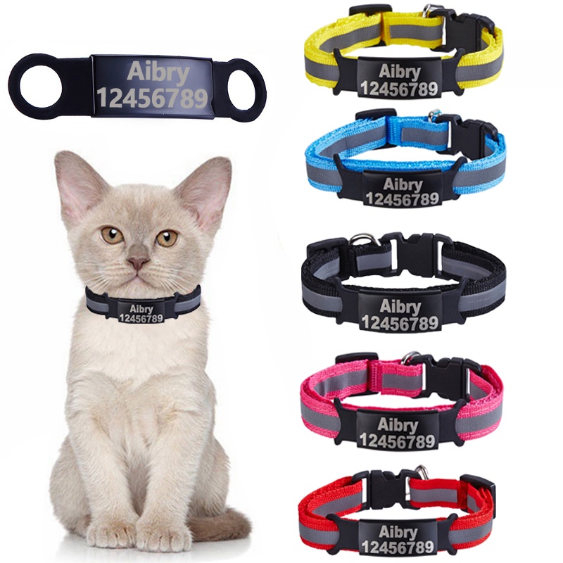 Custom ID Name Tag Cat Collar Bell Necklace Kitten Cat Collar