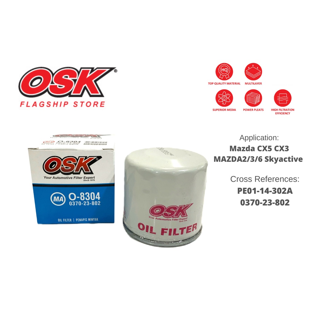 OSK Mazda Oil Filter Mazda CX5 CX3 MAZDA2/3/6 Skyactive (PE0114302A) Shopee Malaysia