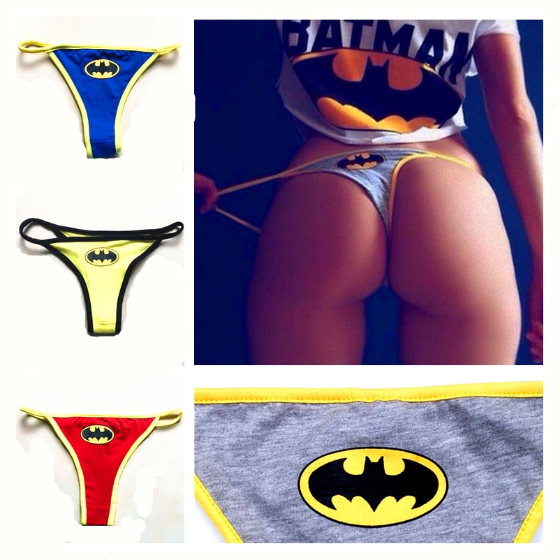 Sexy Woman Superhero Batman Captain Superman Cartoon Underwear Thong  Panties Female