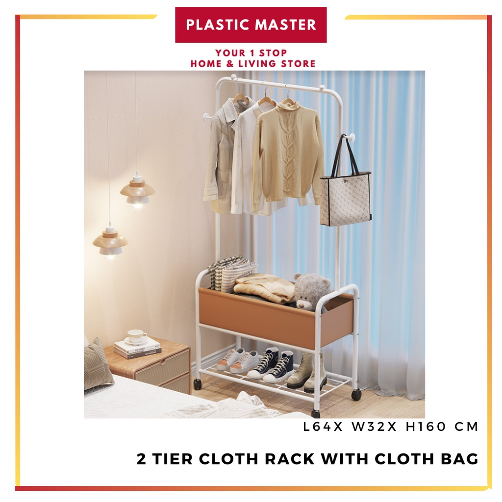 2 Tier Cloth Hat Rack Bedroom Hanger Floor Removable Clothes Rack ...