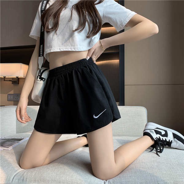 Women's sports shorts Sports ultra short pants female summer thin section  white hot girl A word high waist loose five-po