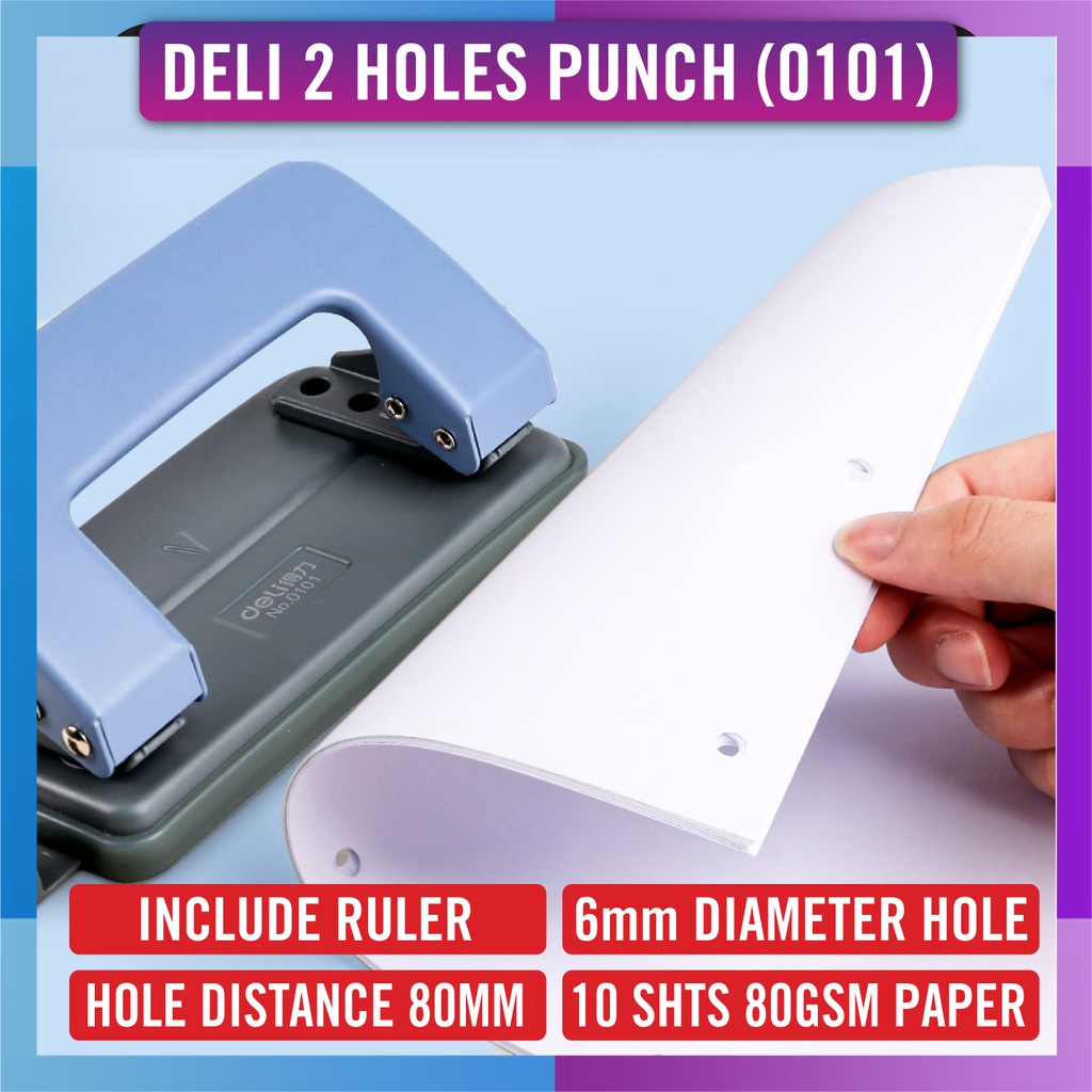 Deli 2 Hole Puncher 10 Sheet Capacity / Lock System, Adjustable Ruler ...