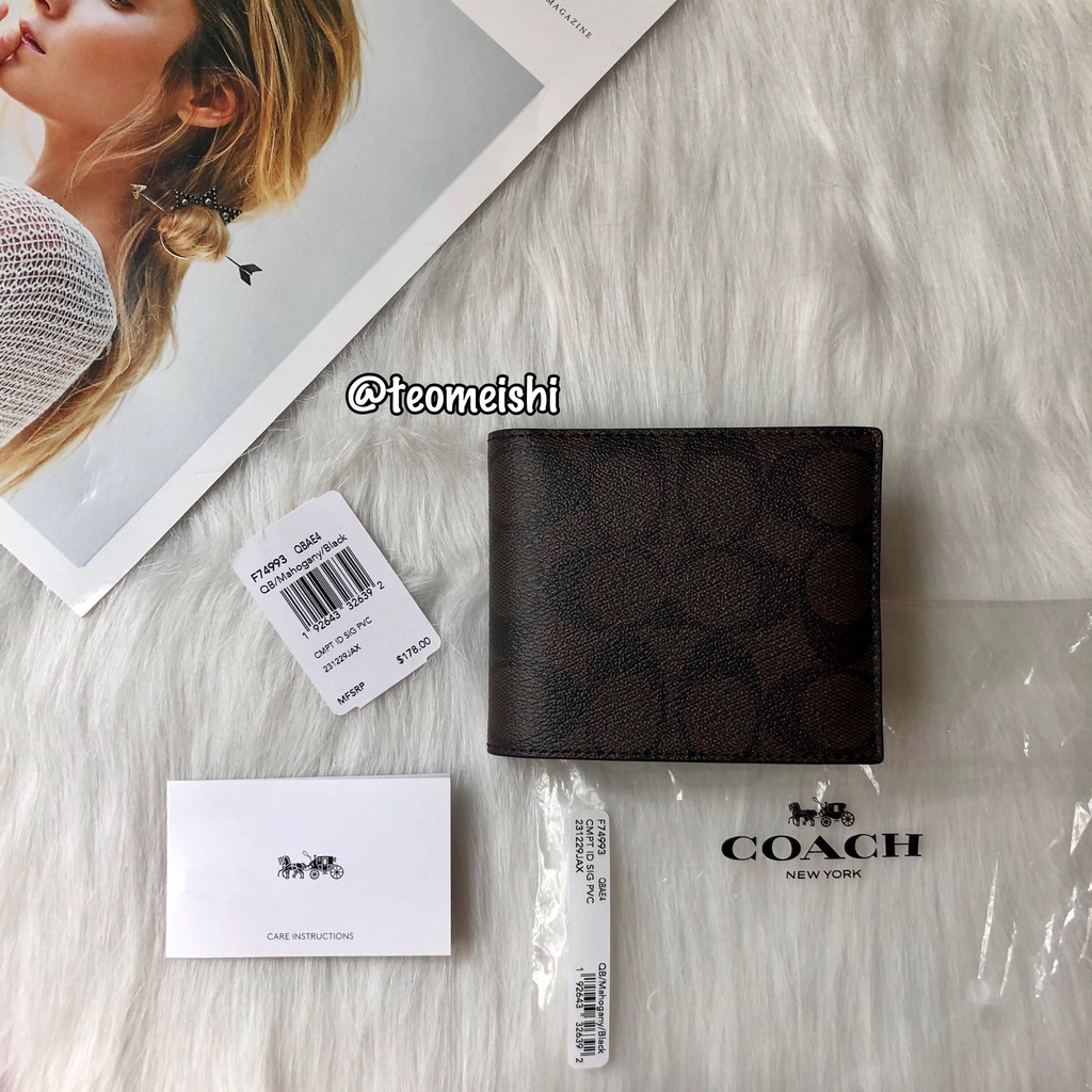 (PO) Coach Compact Id Wallet in Signature Canvas Shopee Malaysia