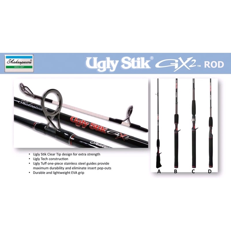 Caña Shakespeare Ugly Stik GX2 Spin 9f 2pc 15-60 - Tiendas de pesca