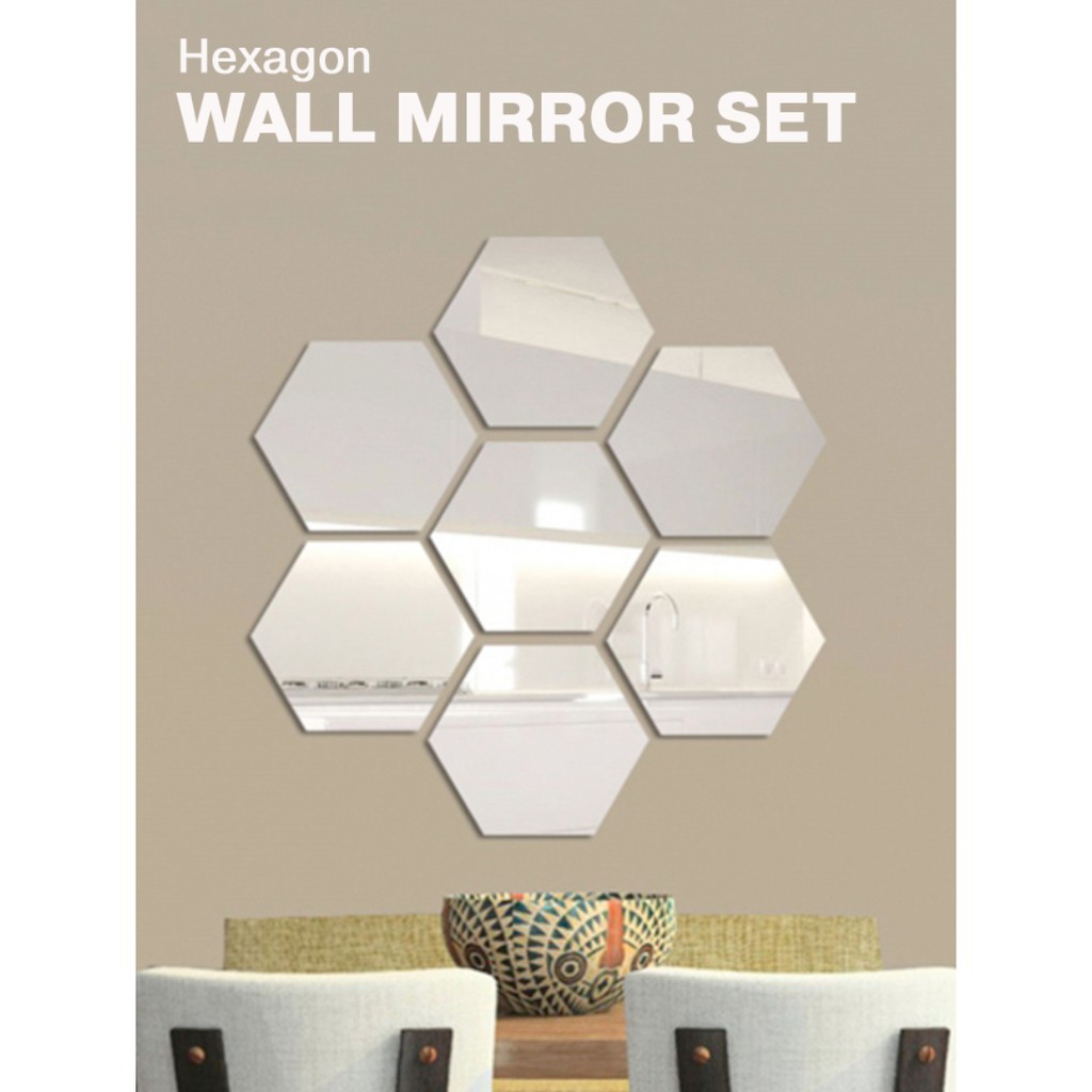 home decor bunga hiasan 7pcs 12pcs Hexagon Wall Mirror Set Home Decor ...