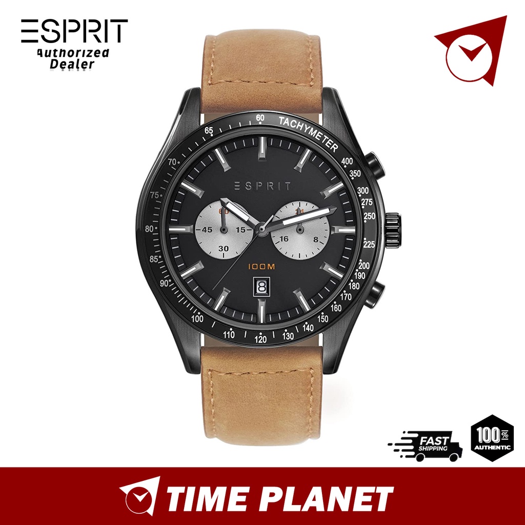 Esprit Gents Chronograph Leather Watch ES108241004 Shopee Malaysia