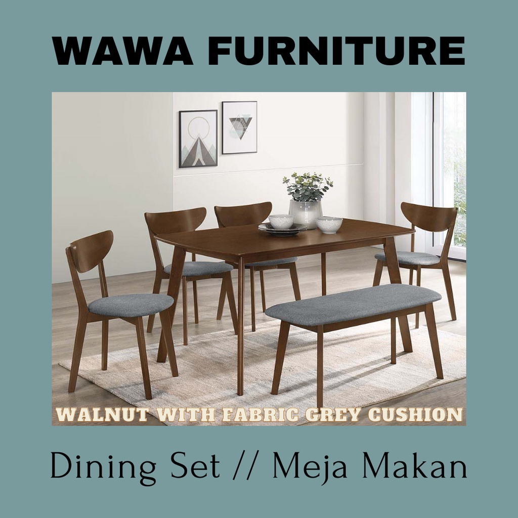 𝐖𝐀𝐖𝐀 𝐅𝐔𝐑𝐍𝐈𝐓𝐔𝐑𝐄 / MEJA MAKAN 1 + 4 + B / MEJA MAKAN DAN KERUSI FABRIC ...