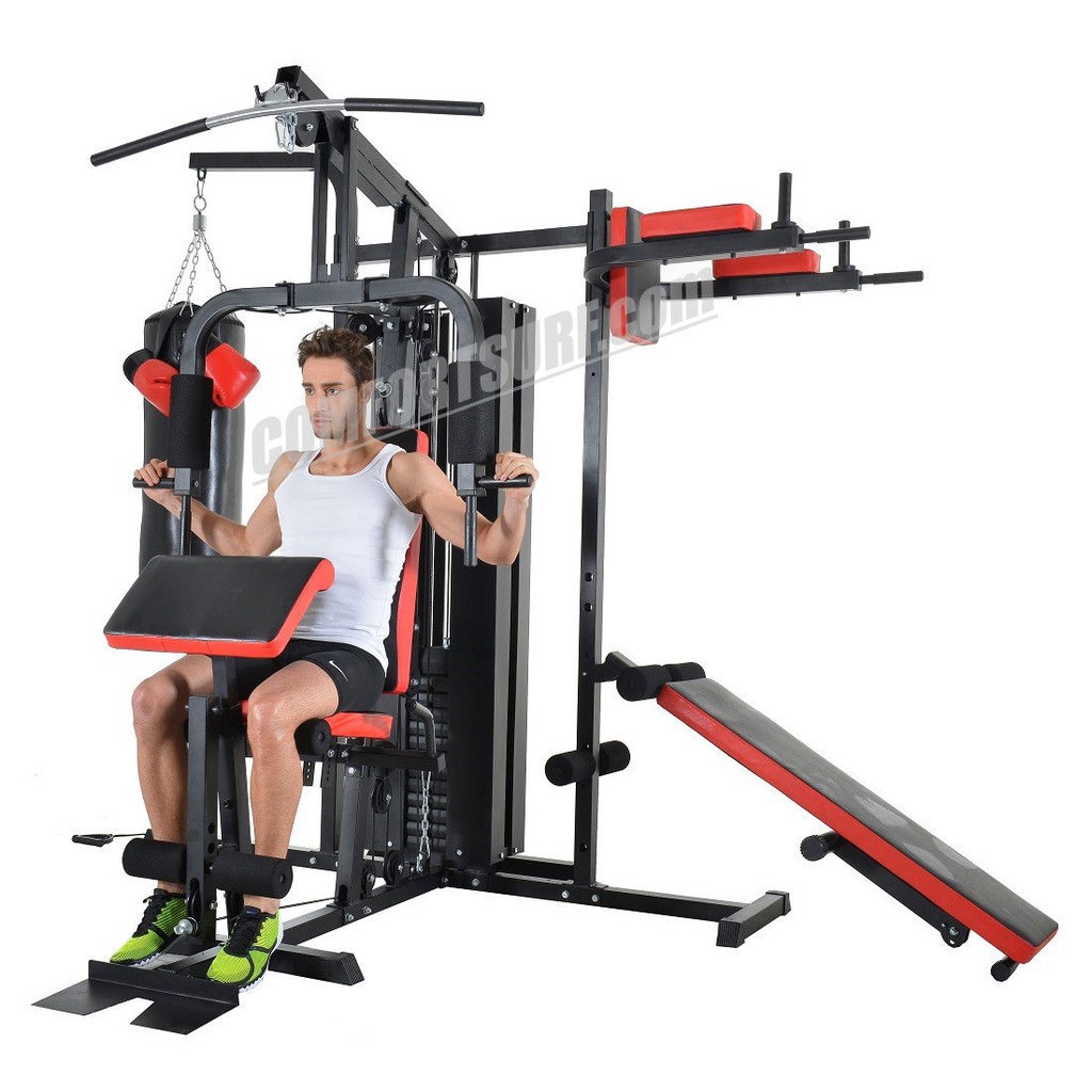 210KG Gym Fitness 3 Stack Multi Station Strength Trainer Training ...