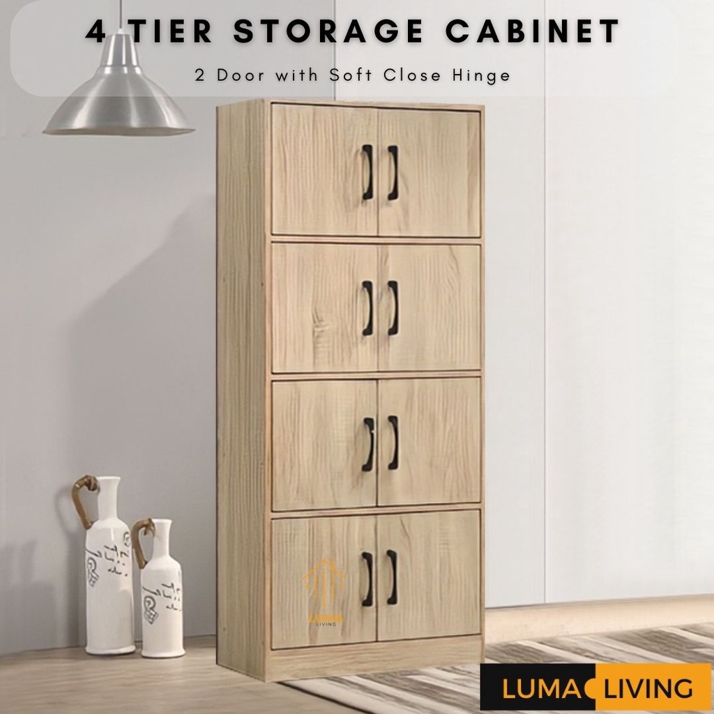 LUMA Living 4 Tier Filing Cabinet 2 Door Rak Buku Bertutup High Rise