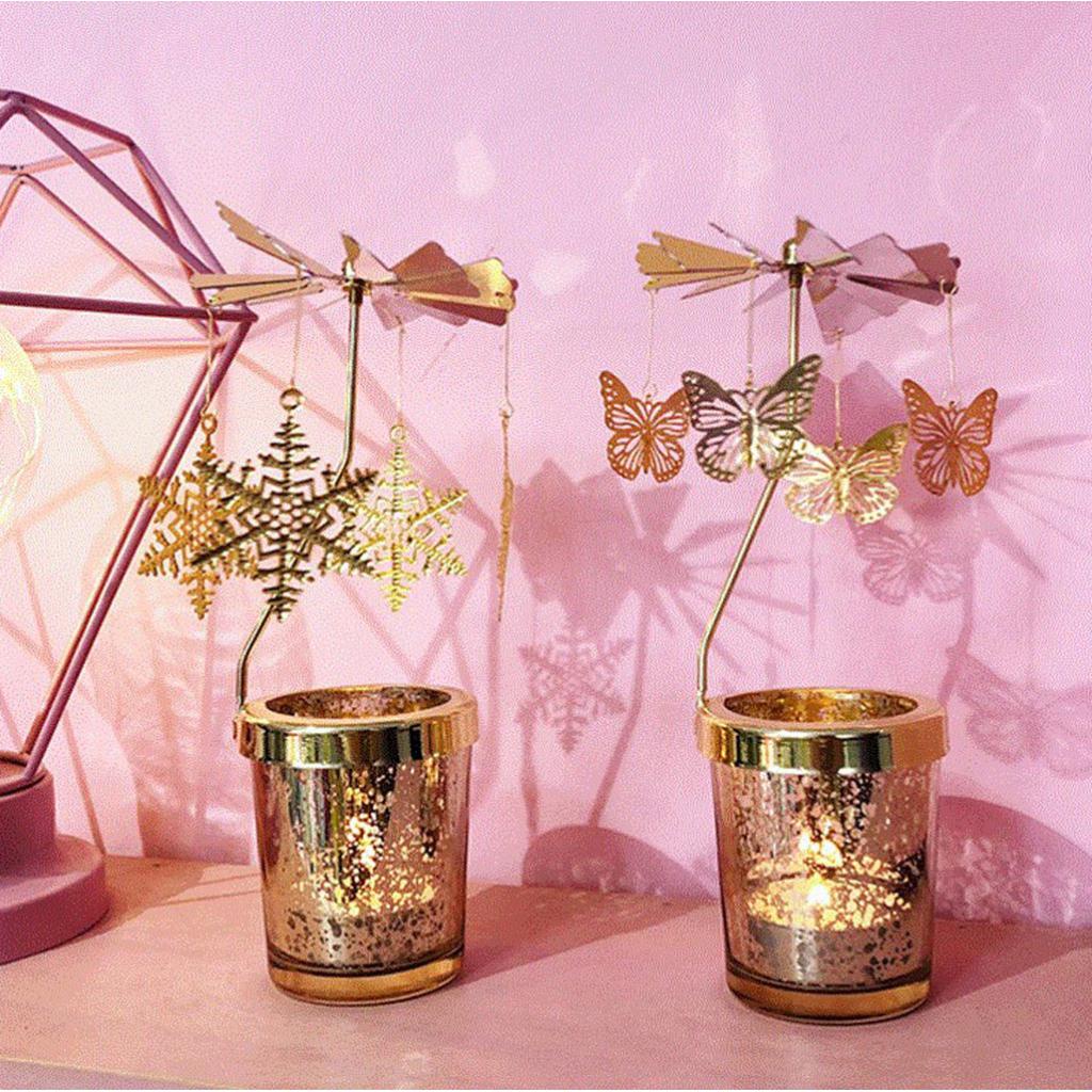 Golden Candle Holder Rotating Votive Candle Holder Storage Tray Plate ...