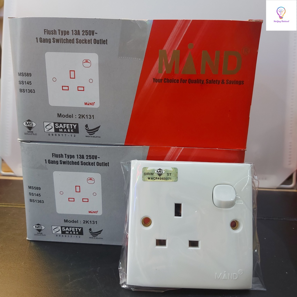 MIND 13A 250V 1 GANG SWITCH SOCKET OUTLET | Shopee Malaysia