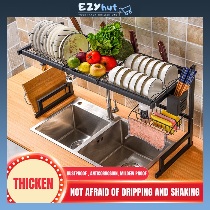 Stainless Steel Kitchen Rack Dish Plate Bowl Drainer Organizer Storage ...