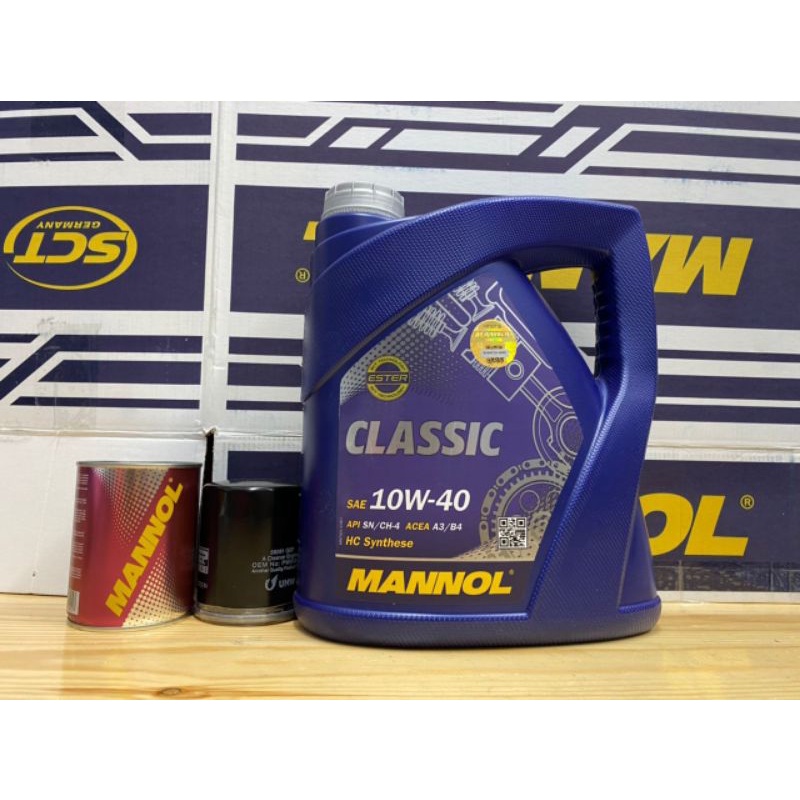 Engine oil Mannol 10w40 classic 4litre free oil filter proton and