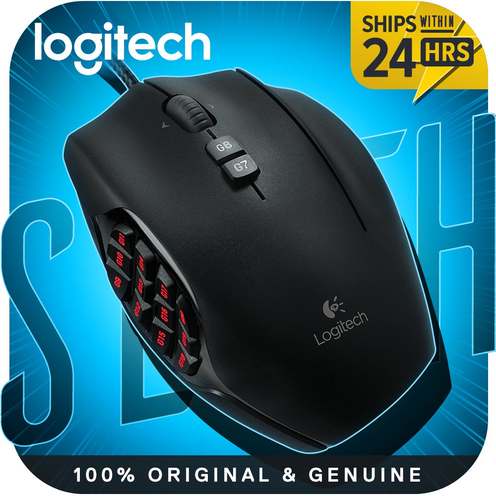 Logitech G600 Black MMO Gaming Mouse / 20 Programmable Buttons & RGB Backlit
