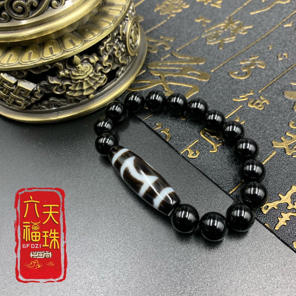 六福天珠6F Dzi 】日月新天珠（单颗新天珠/黑玛瑙手串） | Shopee Malaysia