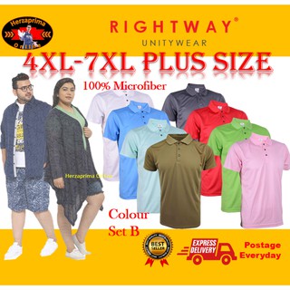 RIGHTWAY Big Size T-Shirt Microfiber 4XL-7XL Collar Polo Colour Set C ...