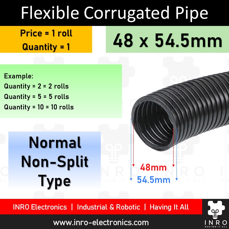 [1 roll 20m / 25m] 48 x 54.5mm Flexible Corrugated PVC Conduit, Ducting ...
