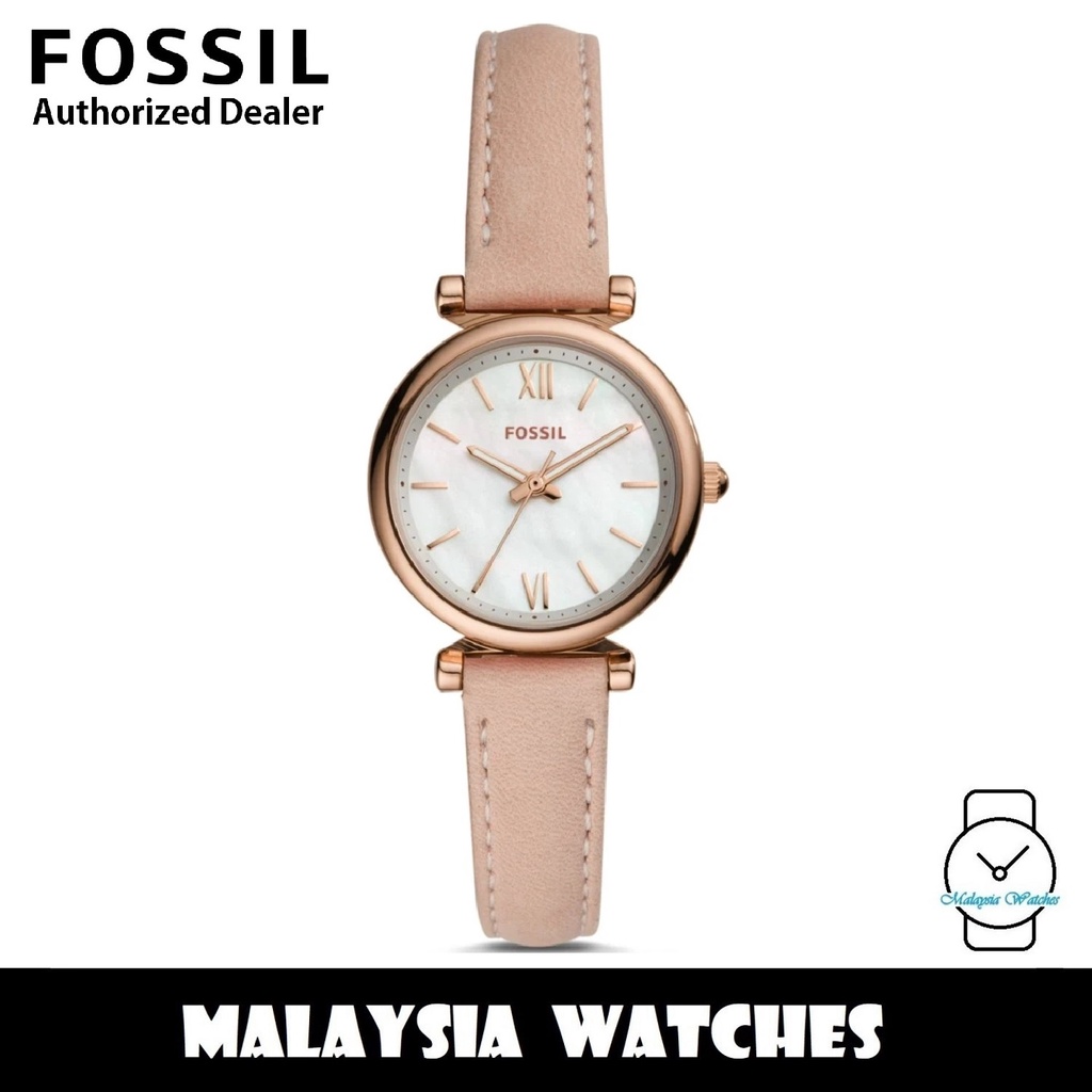 Fossil women's carlie mini stainless online steel and leather quartz watch