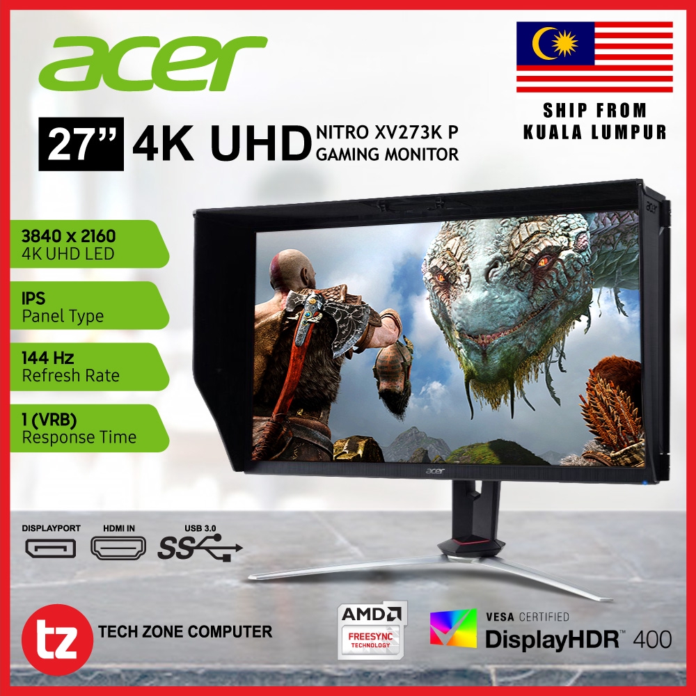 Acer NITRO XV273K P 27” UHD 4K IPS Gaming Monitor ( 3840x2160, 1ms VRB , 144Hz OC, HDMI