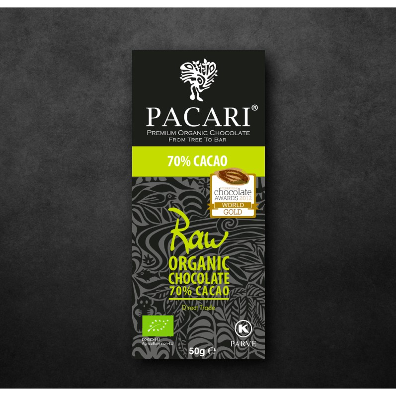 VEGAN CHOCOLATE PACARI Organic Healthy Dark Chocolate Bar RAW 70 