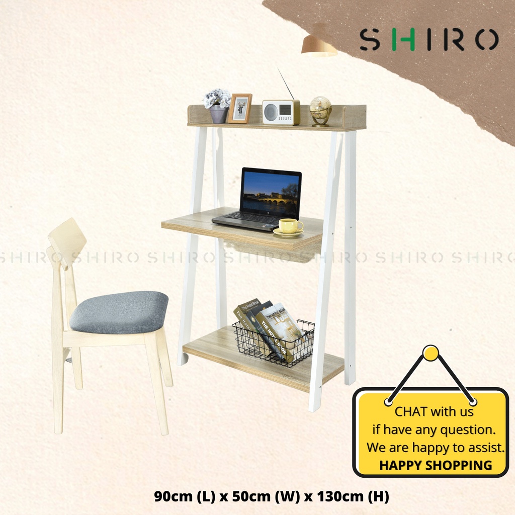 SHIRO Furniture Meja belajar Study Table Writing Table Desk with ...