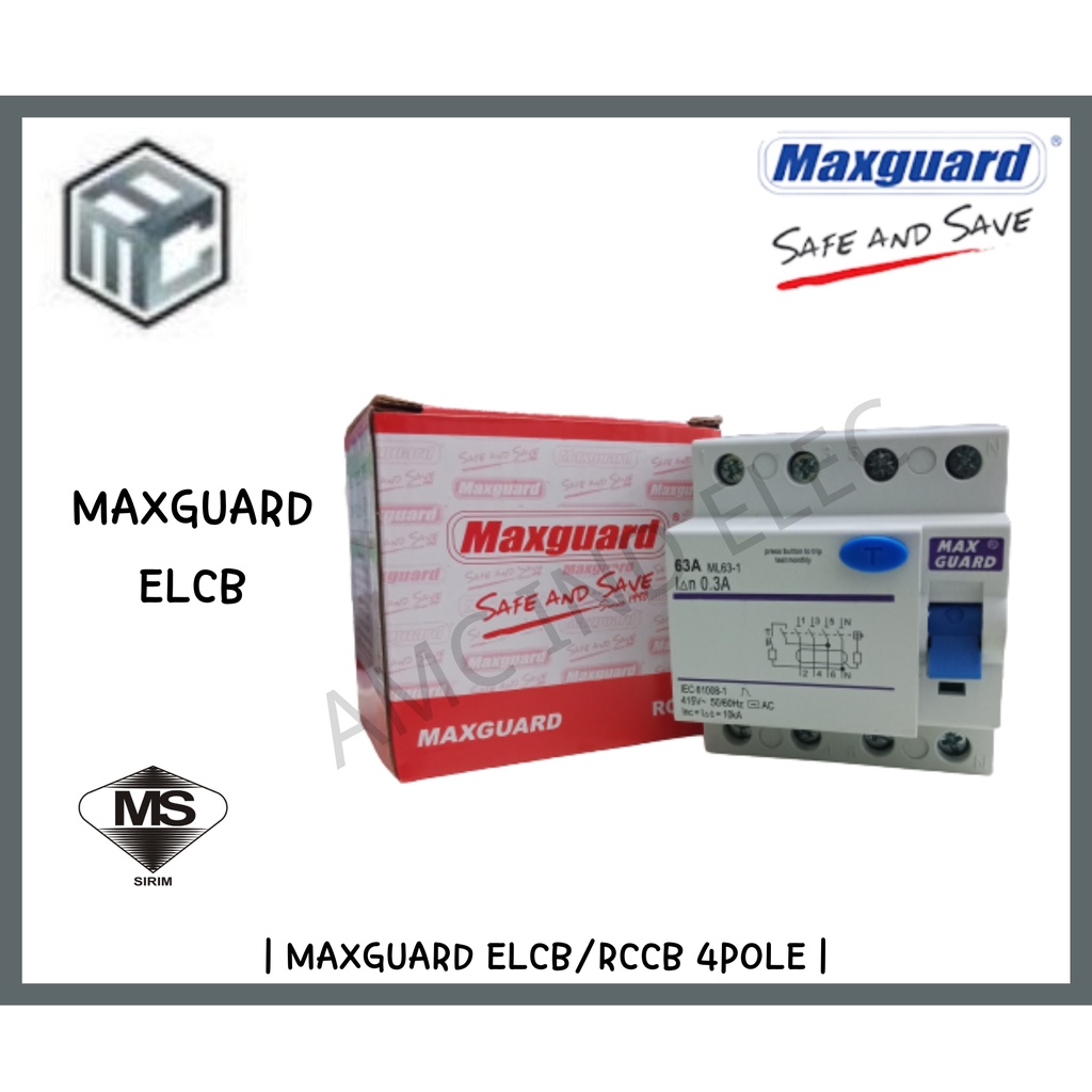 MAXGUARD ELCB/RCCB 40A 63A 4Pole 300mA Residual Current Operated ...