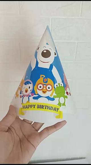 Pororo Birthday Hat/pororo Birthday Hat/pororo Cone Hat custom Name ...