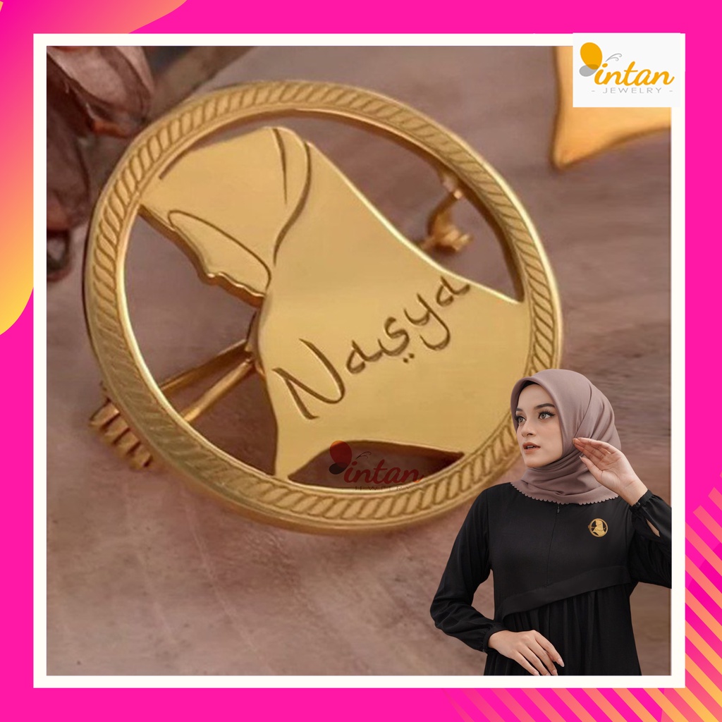 Arabian Name Brooch - Gold Plated Custom Muslimah Arabic Font Brooch ...