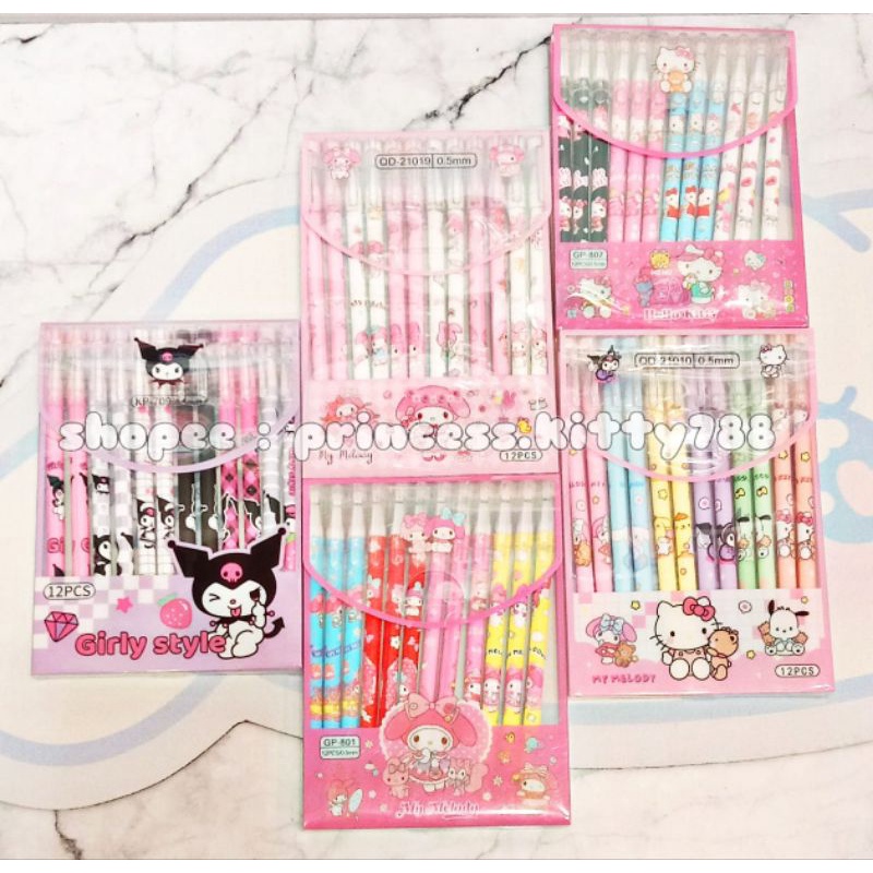 HITAM Gel Pens Can Be Erased Contents 12pcs Character/GEL Pens Black