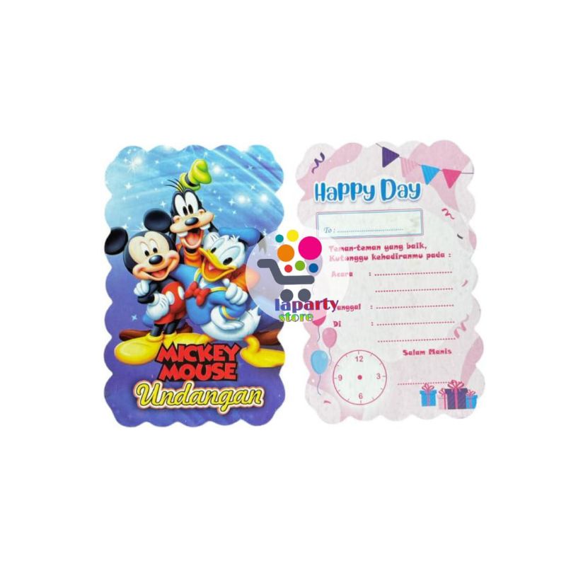 Micky Mouse Birthday Invitation Card Micky Mouse Character Invitation 