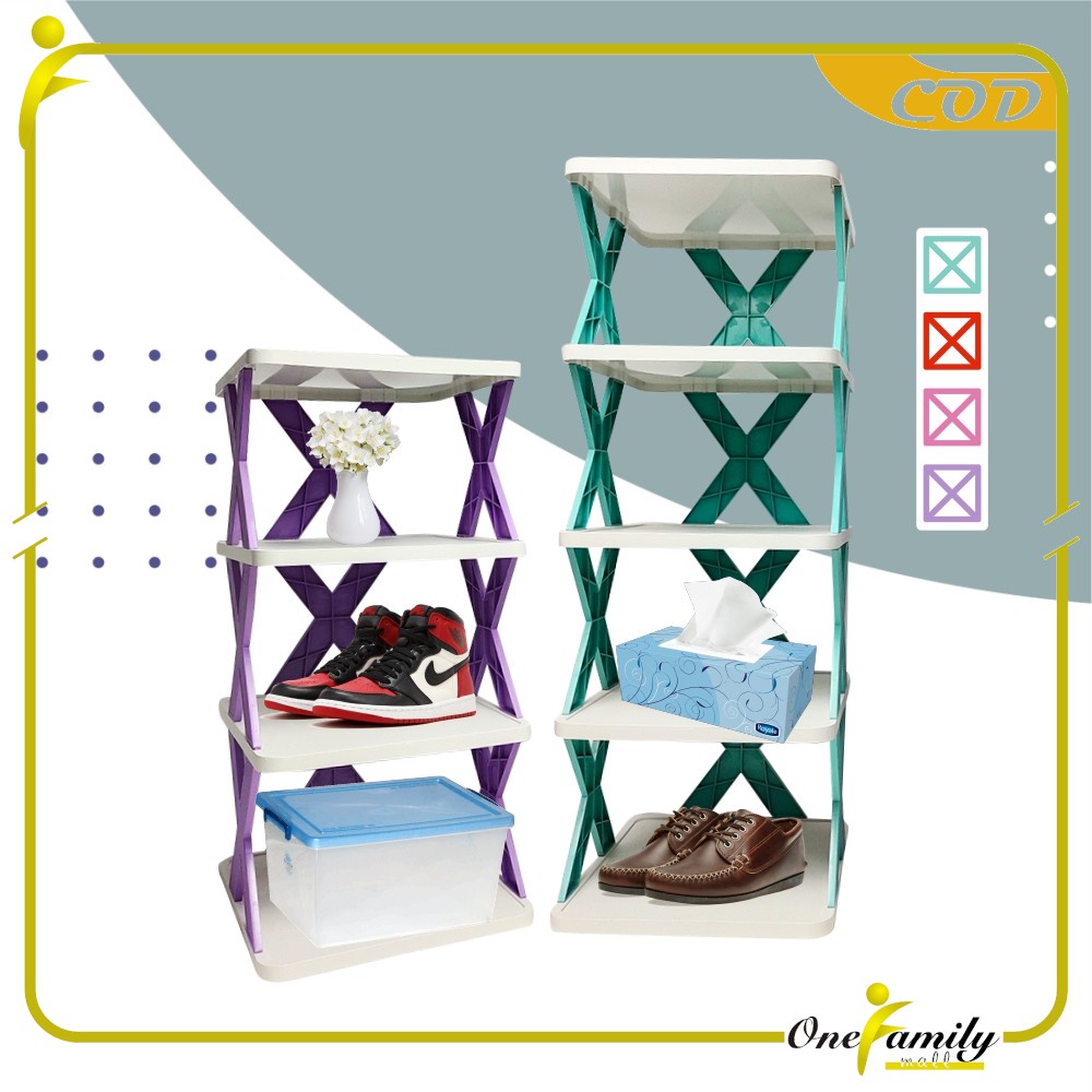 One-c805 Multifunctional 4 5 Tier Stacking Shoe Rack Zigzag Cross Model ...