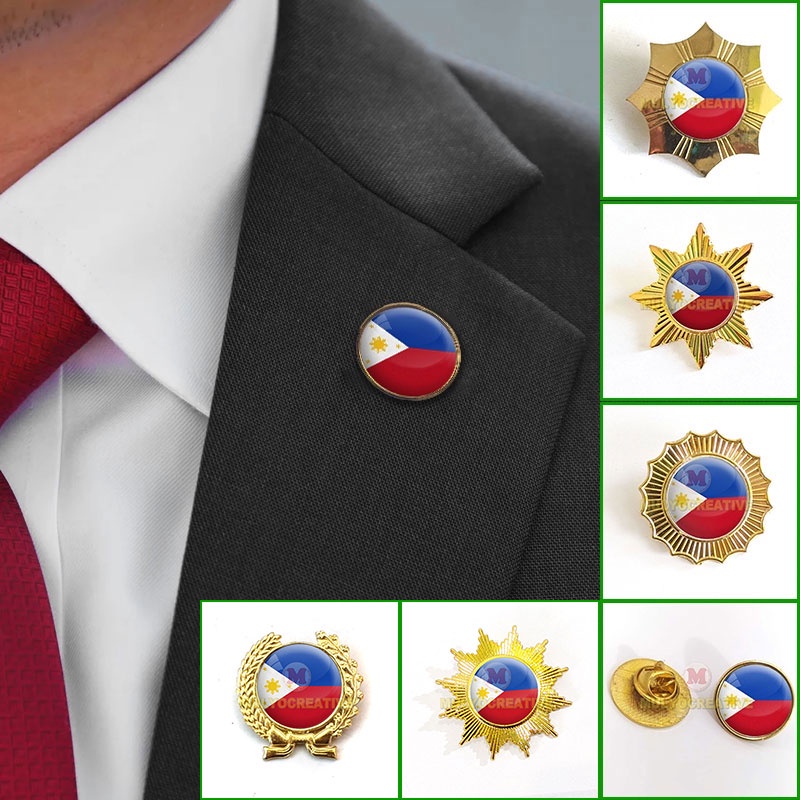 Collar Pin Philippines All Model Brooch Philippine Flag Resin Layer
