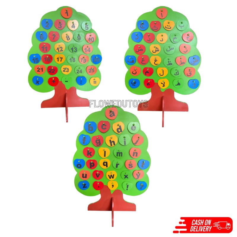 KAYU Children's Educational Toys Wooden Trees Alphabets Numbers and ...