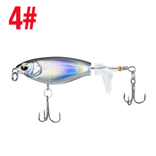 1PCS 7.5/9.5cm Topwater Minnow Lure 3D Eyes Whopper Plopper 5 Colors  Rotating Tail Fishing Bait 2 Treble Hook Fishing Accessories