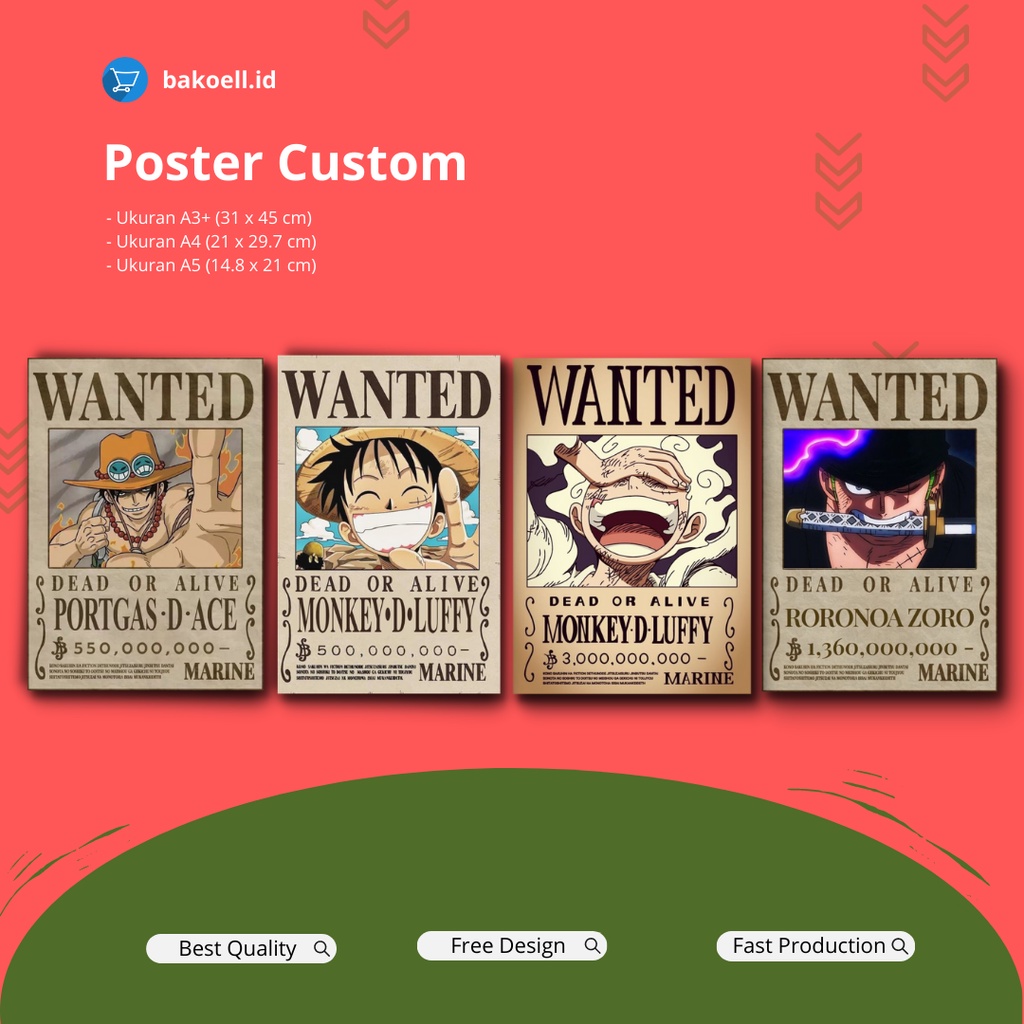 One Piece Poster || Wanted Poster Bounty One Piece | Shopee Malaysia