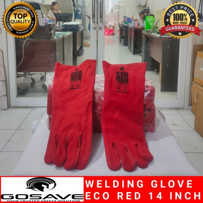 Merah 14 Inch Welding Work Gloves Red 14