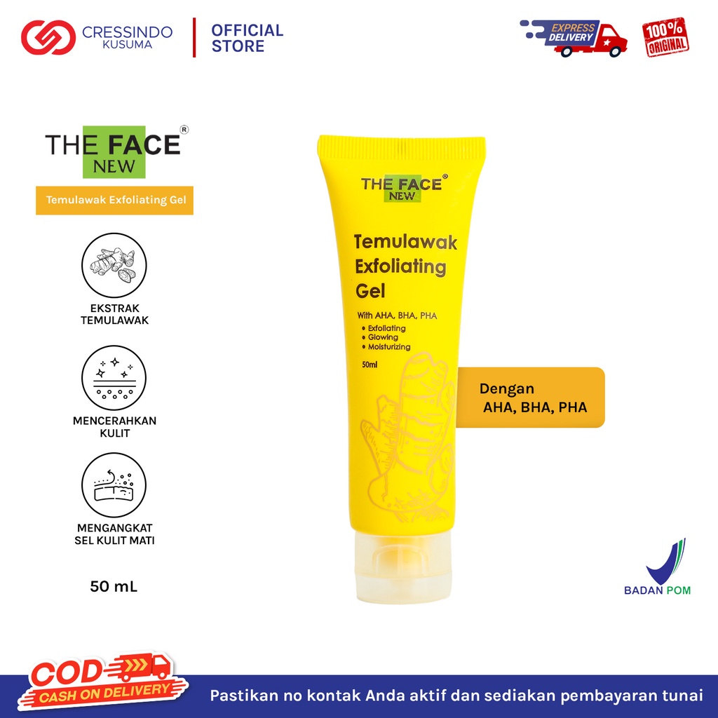 The FACE Temulawak Exfoliating Gel 50ml/AHA BHA PHA Brightens And