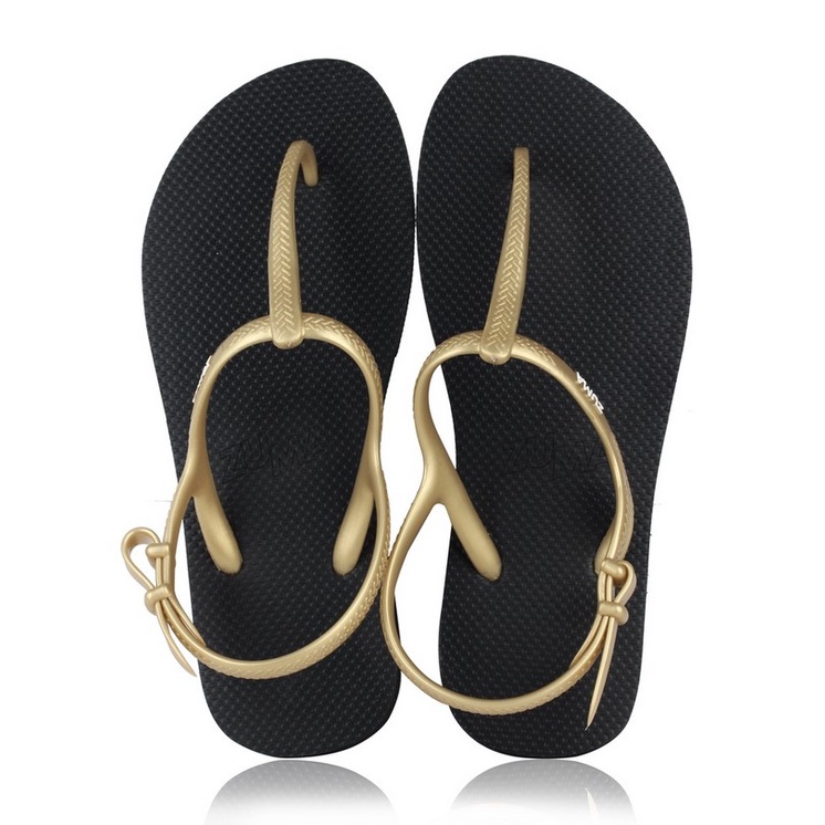 Zuma Strappy Black Gold Sandals Original | Shopee Malaysia