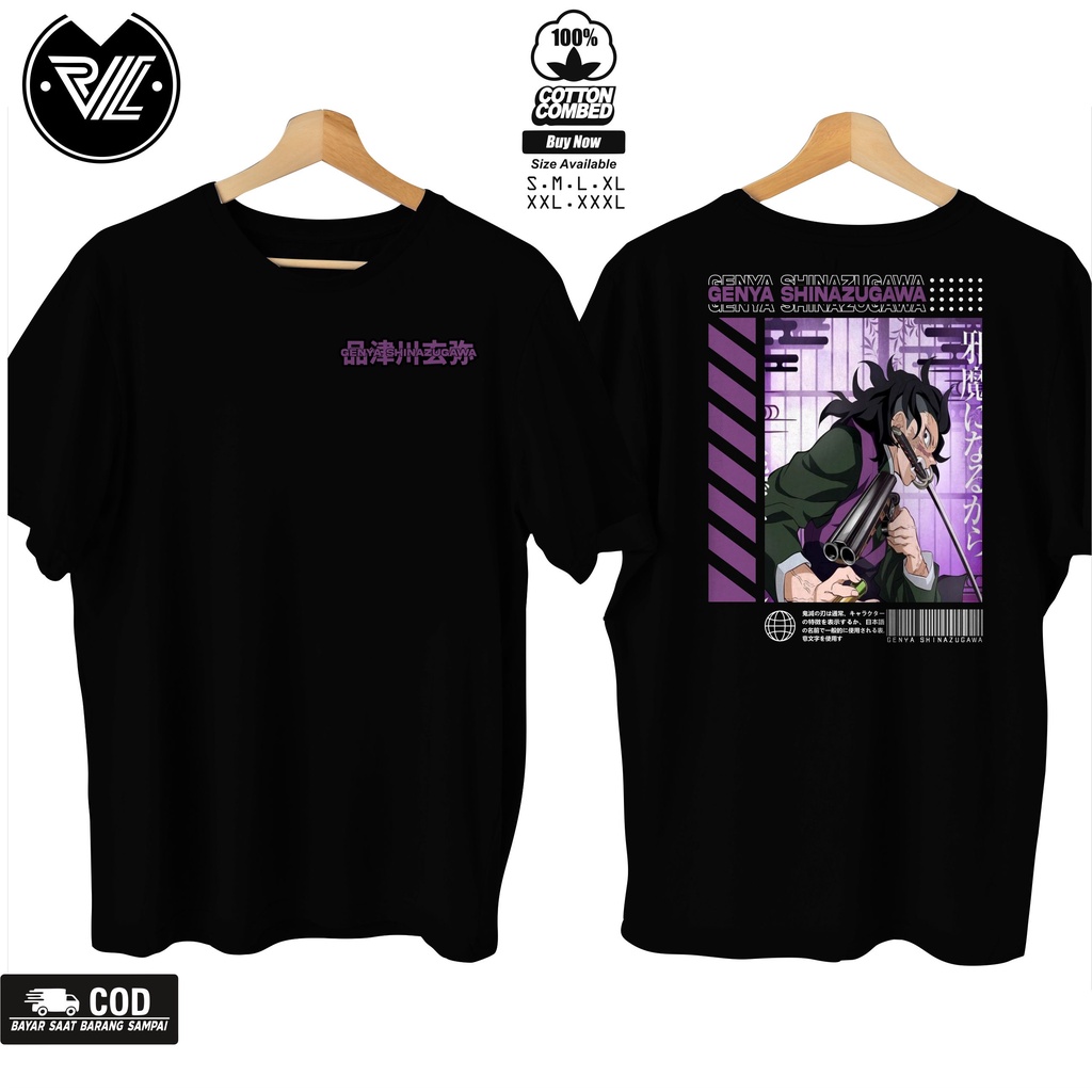 Tshirt Kaos Genya Shinazugawa New Premium Kimetsu No Yaiba Demon Slayer 